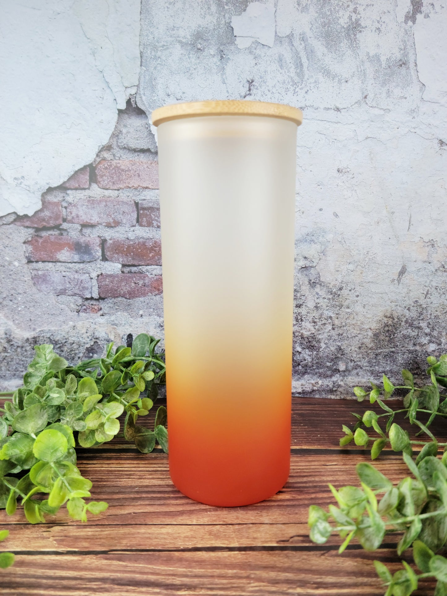 Ombre 25oz Glass Bottles with Bamboo lid, glass tumbler, ombre glass tumblers