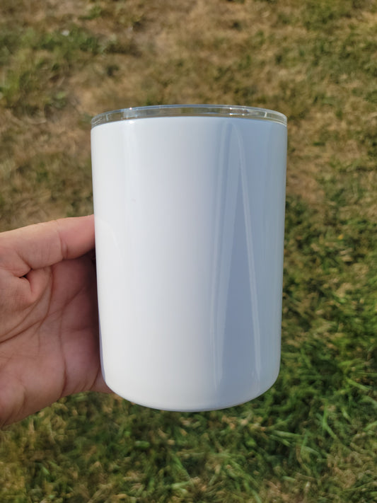 RTS Lowball STRAIGHT coffee tumbler, Sublimation ready coffee tumbler, Stubby, whiskey bent glass, NO seam