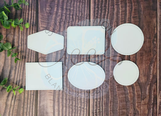 Sublimation Leather Patches - Sublimation Blank Leather Hat Patches - Multiple Shapes & Sizes (RTS)