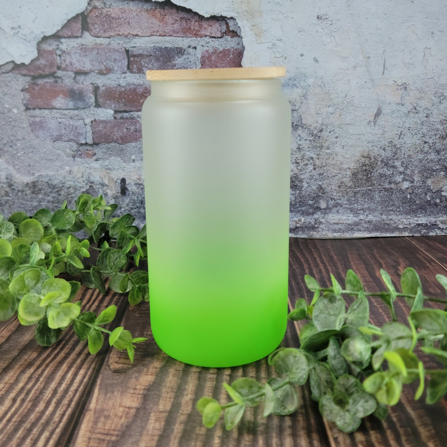 Ombre 16oz Glass Can Cups with Bamboo lid, glass tumbler, ombre glass tumblers