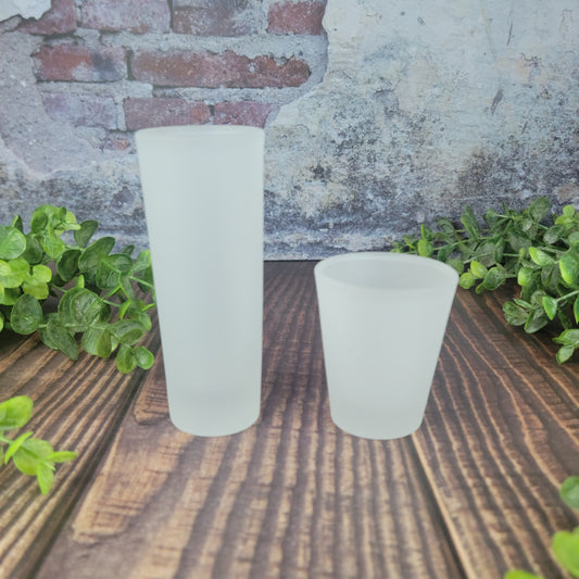 Sublimation Ready Frosted Shot Glasses, 1.5oz or 3oz Frosted, sublimation blank shot glasses RTS