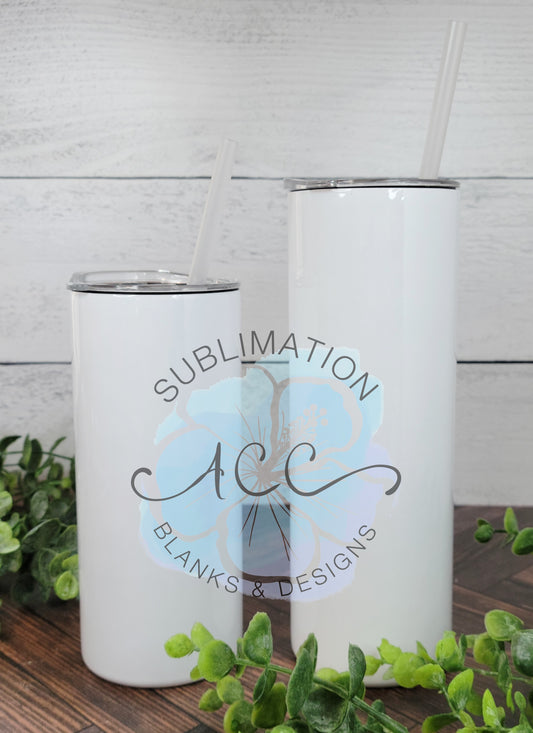 15 oz Glossy Screw Skinny Tumbler – Ready to Ship (RTS) with Interchangeable Lid & Straw