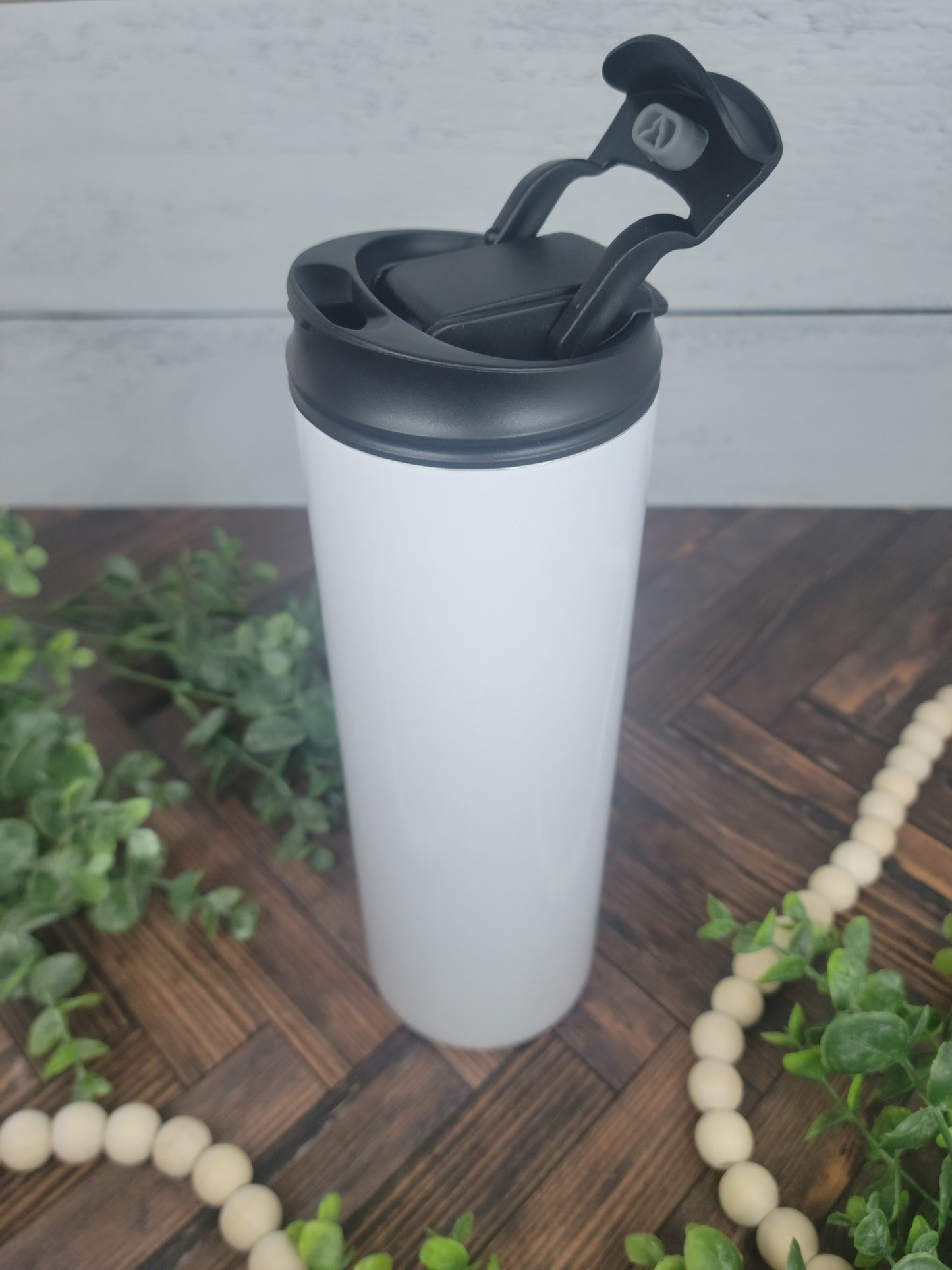 20 oz Straight Sublimation-Ready Skinny Tumbler with 2-in-1 Sippy/Straw Lid and Screw-On Handle