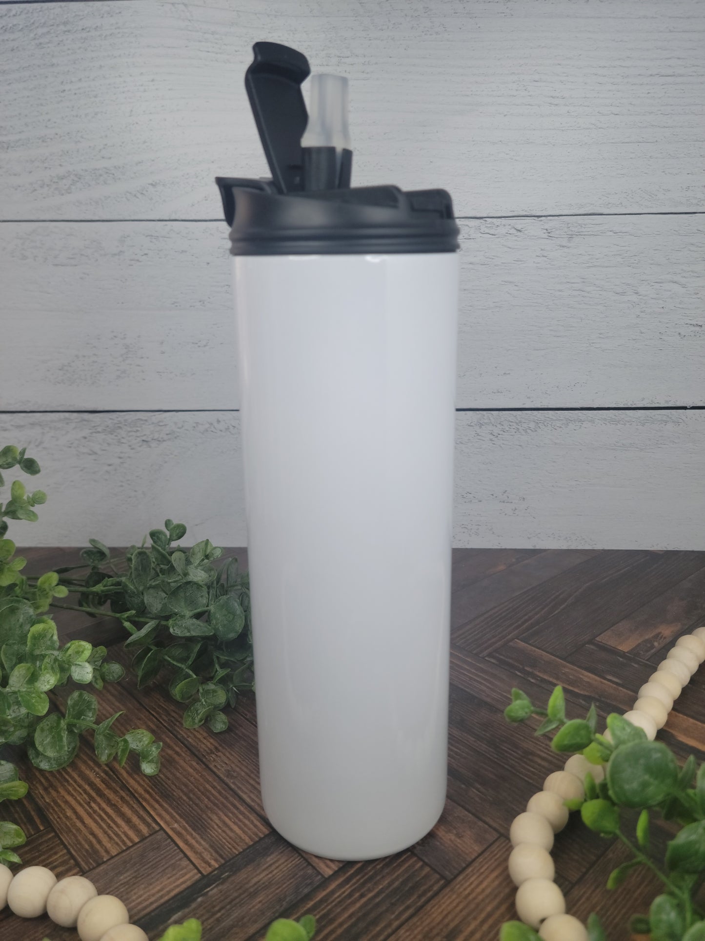 20 oz Straight Sublimation-Ready Skinny Tumbler with 2-in-1 Sippy/Straw Lid and Screw-On Handle
