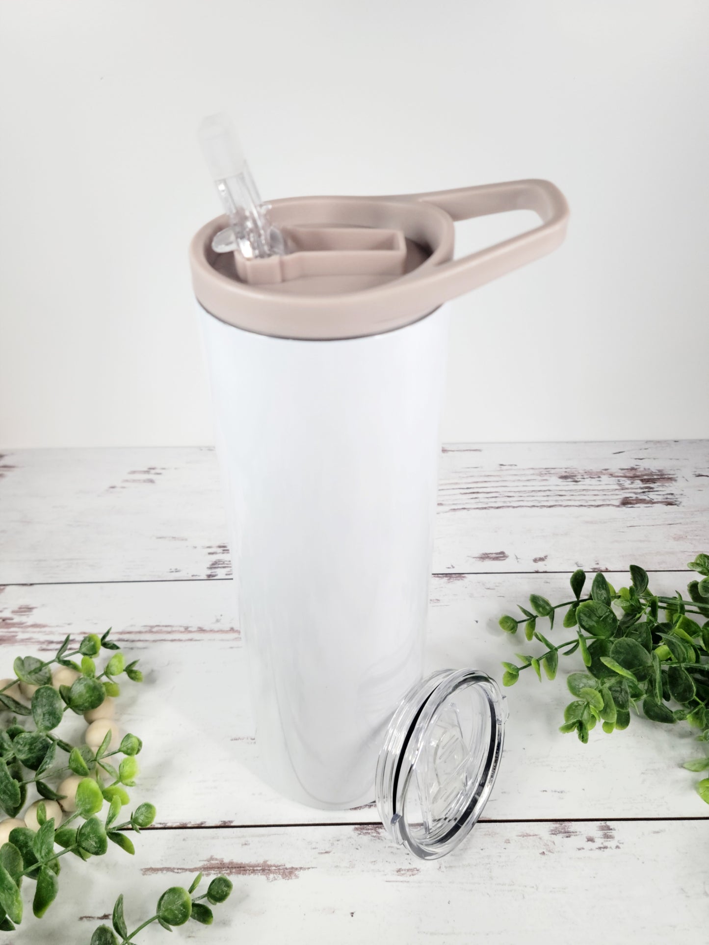 30 oz Straight Skinny Sublimation Tumbler with Handle and Two Lids | Ready to Ship (RTS) | Water Bottle | Hydro Tumbler | Screw-On Handle Lid