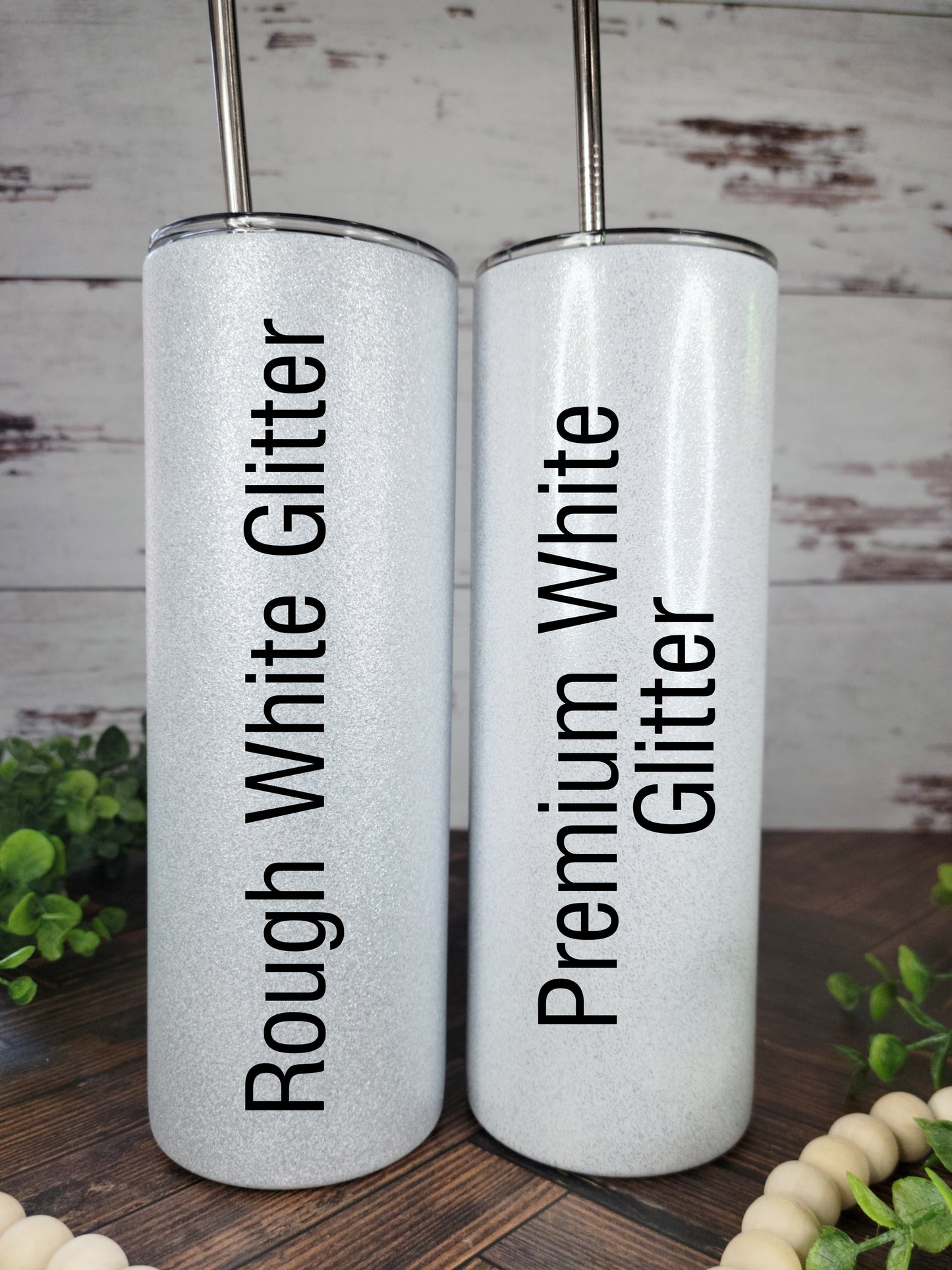 20oz Premium White Glitter Tumbler with Clear Slider Lid - Ready to Ship (RTS) - Press-on Lid - Glossy Finish - Skinny Design - Shop Exclusive