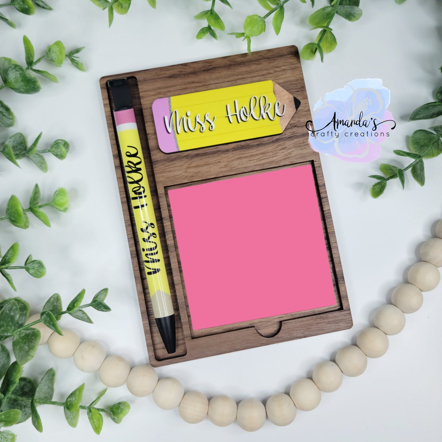 3-Piece Laser-Cut Notepad Holder Blanks | Desktop Note Pad Holder Set | Sublimation-Ready Pencil Shape