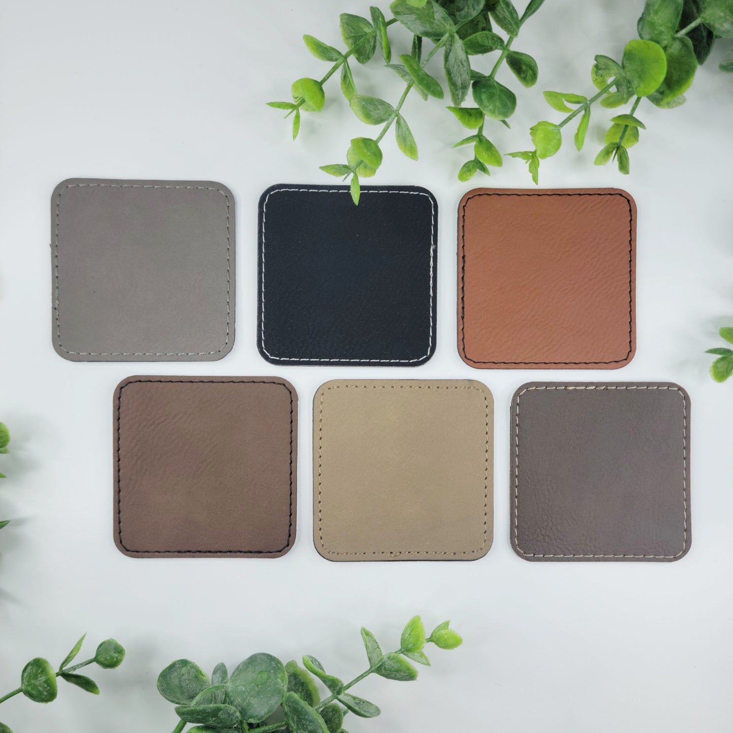 Laserable leatherette hat patches, laser friendly leatherette hat patches, patches for hats, engraveable patches with adhesive RTS