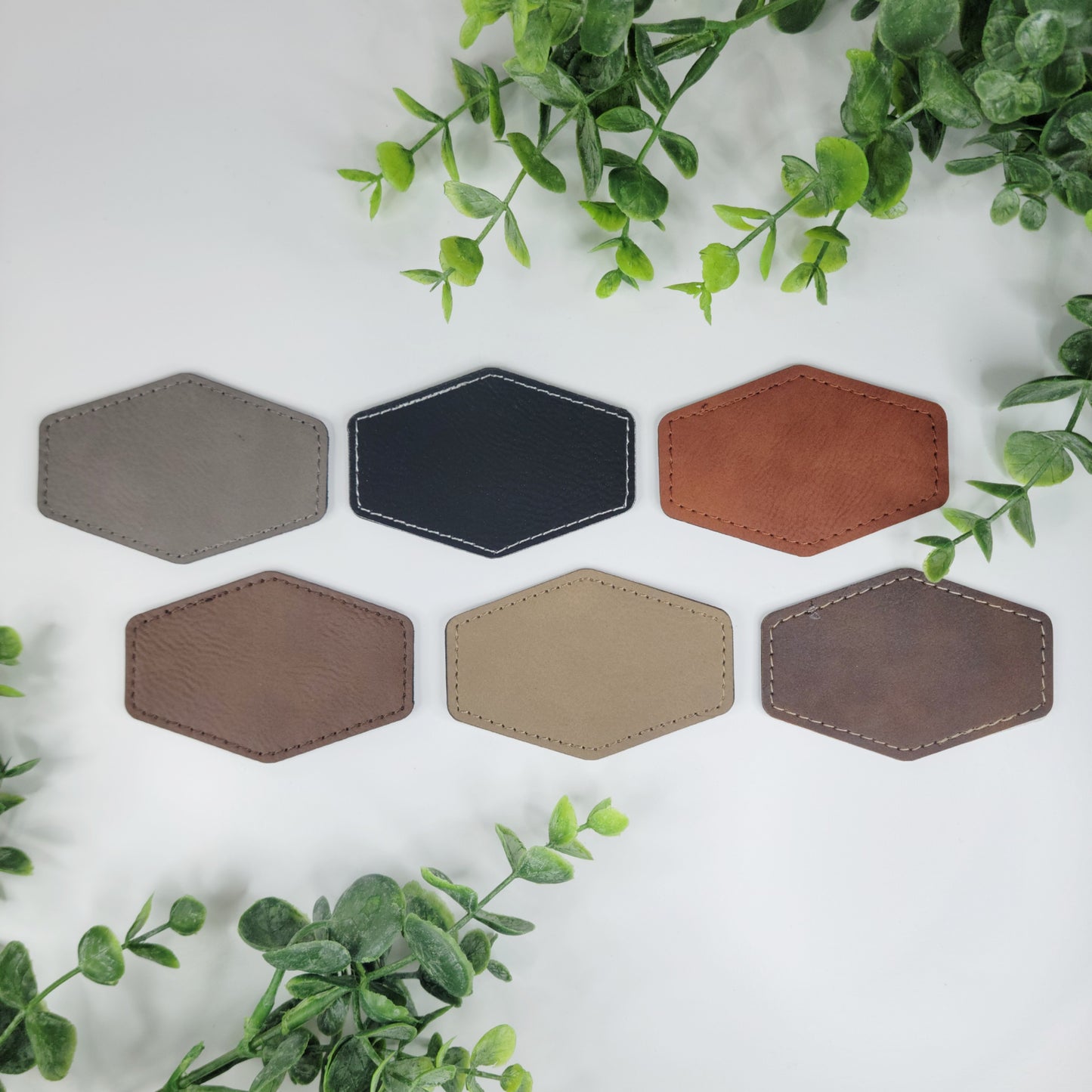 Laserable leatherette hat patches, laser friendly leatherette hat patches, patches for hats, engraveable patches with adhesive RTS