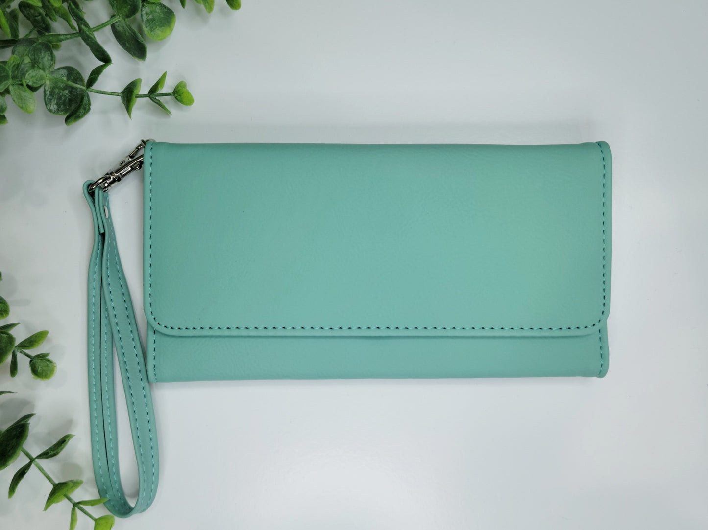 Laserable Leatherette Long Style Wallets with wristlet lanyard strap, Tri fold wallets for engraving, laser safe wallets, engraveable wallets RTS