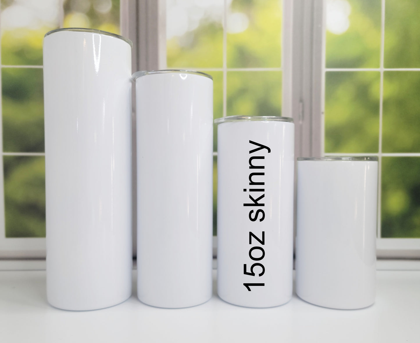 15 oz Sublimation-Ready Skinny Tumbler - Straight Design, Includes Lid & Straw | Ready to Ship(RTS)