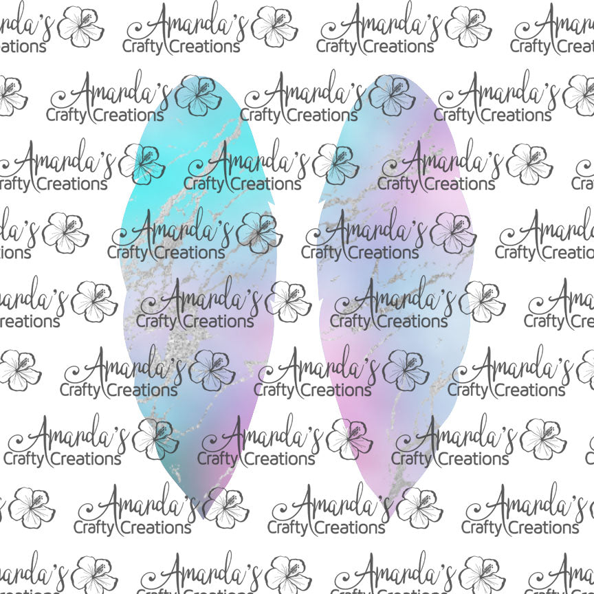 Pink Aqua Silver Foil Feather Earring Sublimation Design, Hand drawn Feather Sublimation earring design, digital download, JPG, PNG