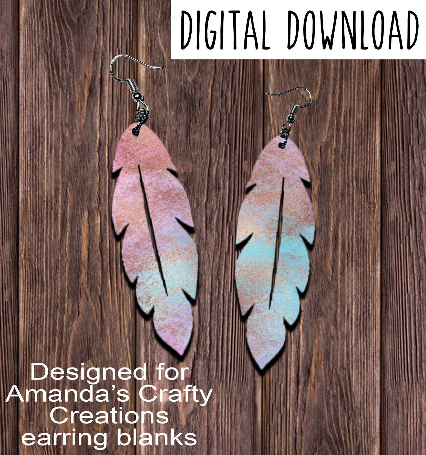 Pink Blue Rose Gold Foil Feather Earring Sublimation Design, Hand drawn Feather Sublimation earring design, digital download, JPG, PNG