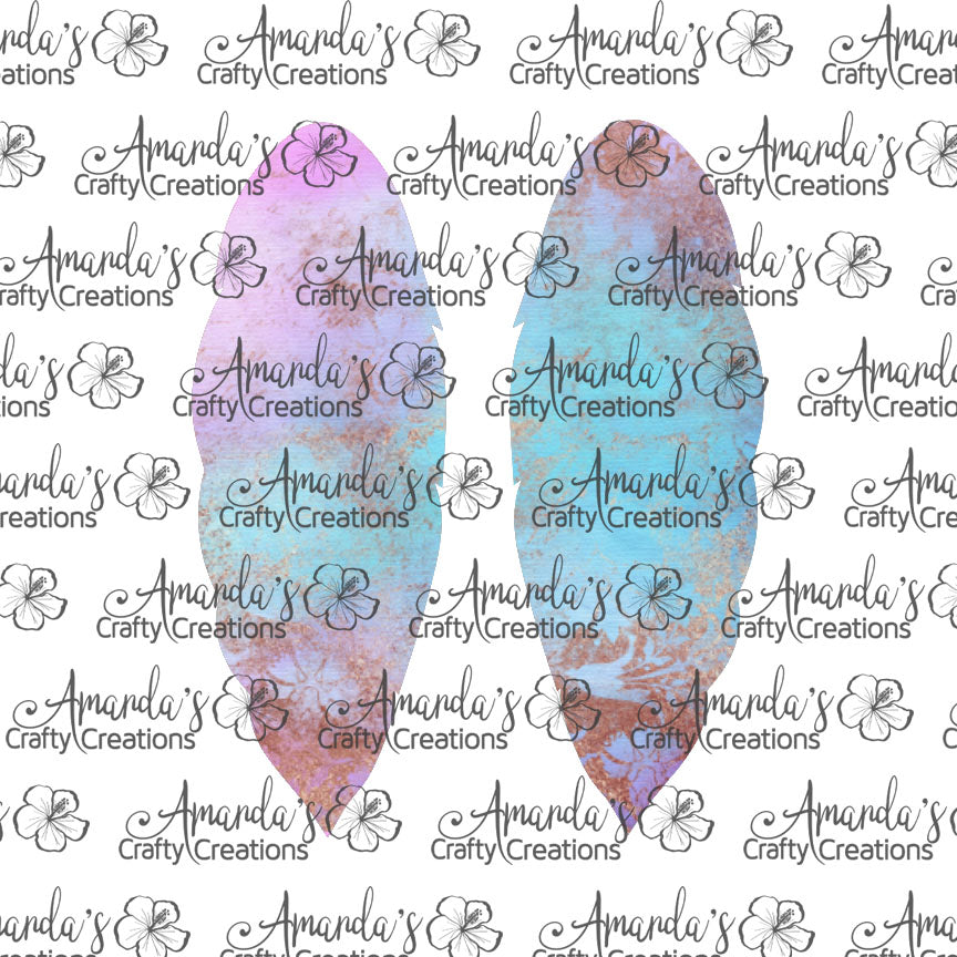 Pink Blue Rose Gold Vintage Feather Earring Sublimation Design, Hand drawn Feather Sublimation earring design, digital download, JPG, PNG
