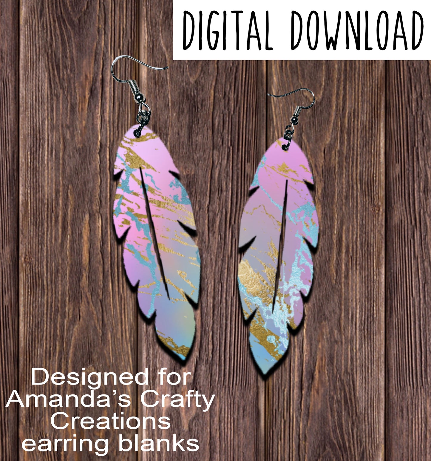 Pink Silver Gold Foil Feather Earring Sublimation Design, Hand drawn Feather Sublimation earring design, digital download, JPG, PNG