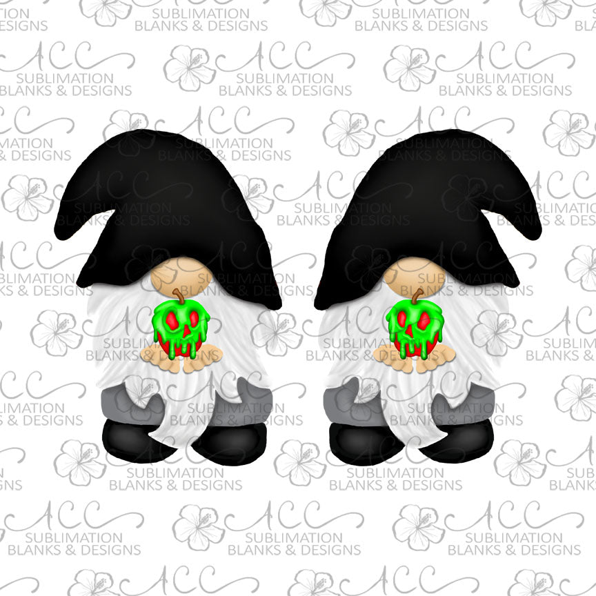 Poisoned Apple Gnome with Black Hat Earring Sublimation Design, Hand drawn Gnome Sublimation earring design, digital download, JPG, PNG