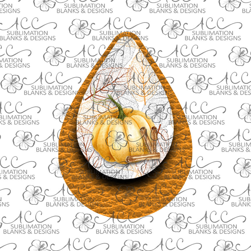 Pumpkin Spice Orange Teardrop Earring Sublimation Design, Hand drawn Teardrop Sublimation earring design, digital download, JPG, PNG