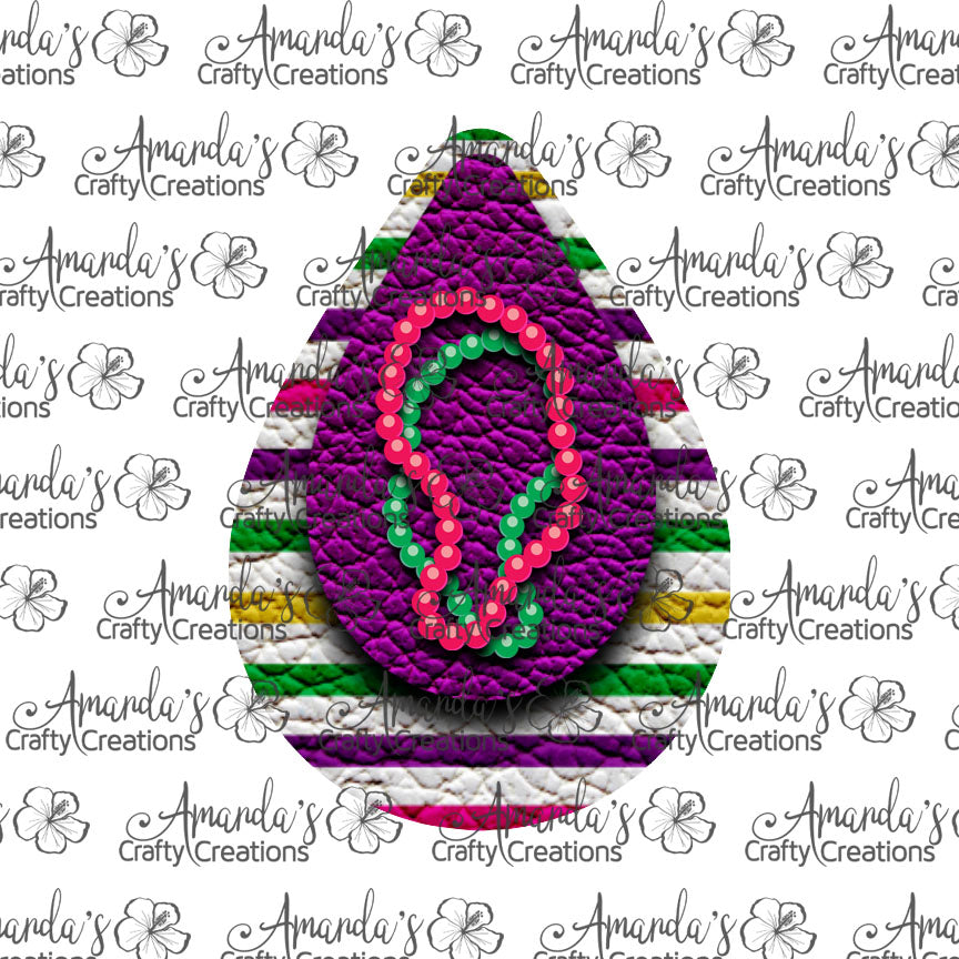 Purple Mardi Gras Beads Stripe Teardrop Earring Sublimation Design, Hand drawn Teardrop Sublimation earring design, digital download, JPG, PNG