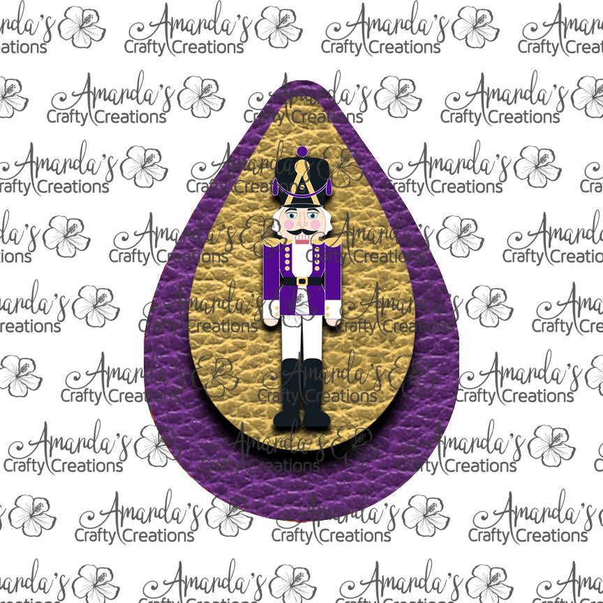 Purple Nutcracker Teardrop Earring Sublimation Design, Hand drawn Teardrop Sublimation earring design, digital download, JPG, PNG