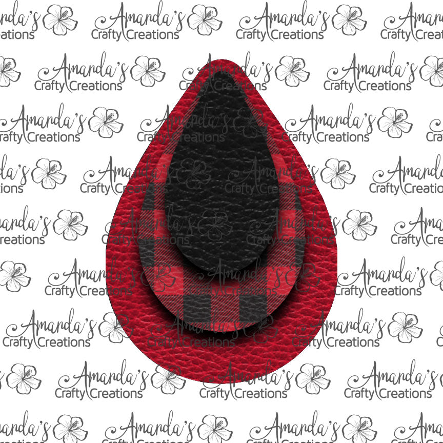 Red Buffalo Plaid Teardrop Earring Sublimation Design, Hand drawn Teardrop Sublimation earring design, digital download, JPG, PNG