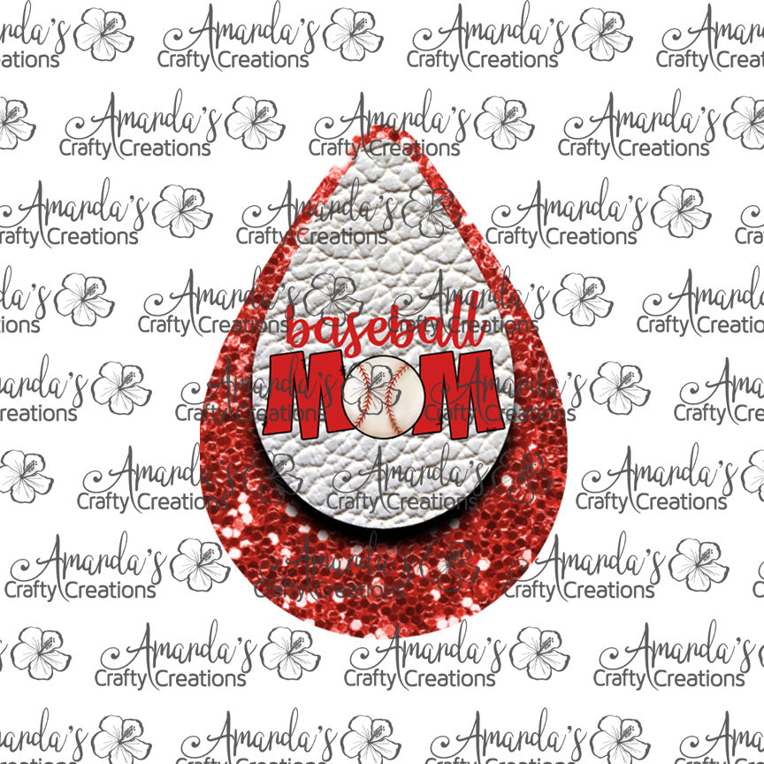 Red Chunk Baseball Mom Teardrop Earring Sublimation Design, Hand drawn Teardrop Sublimation earring design, digital download, JPG, PNG