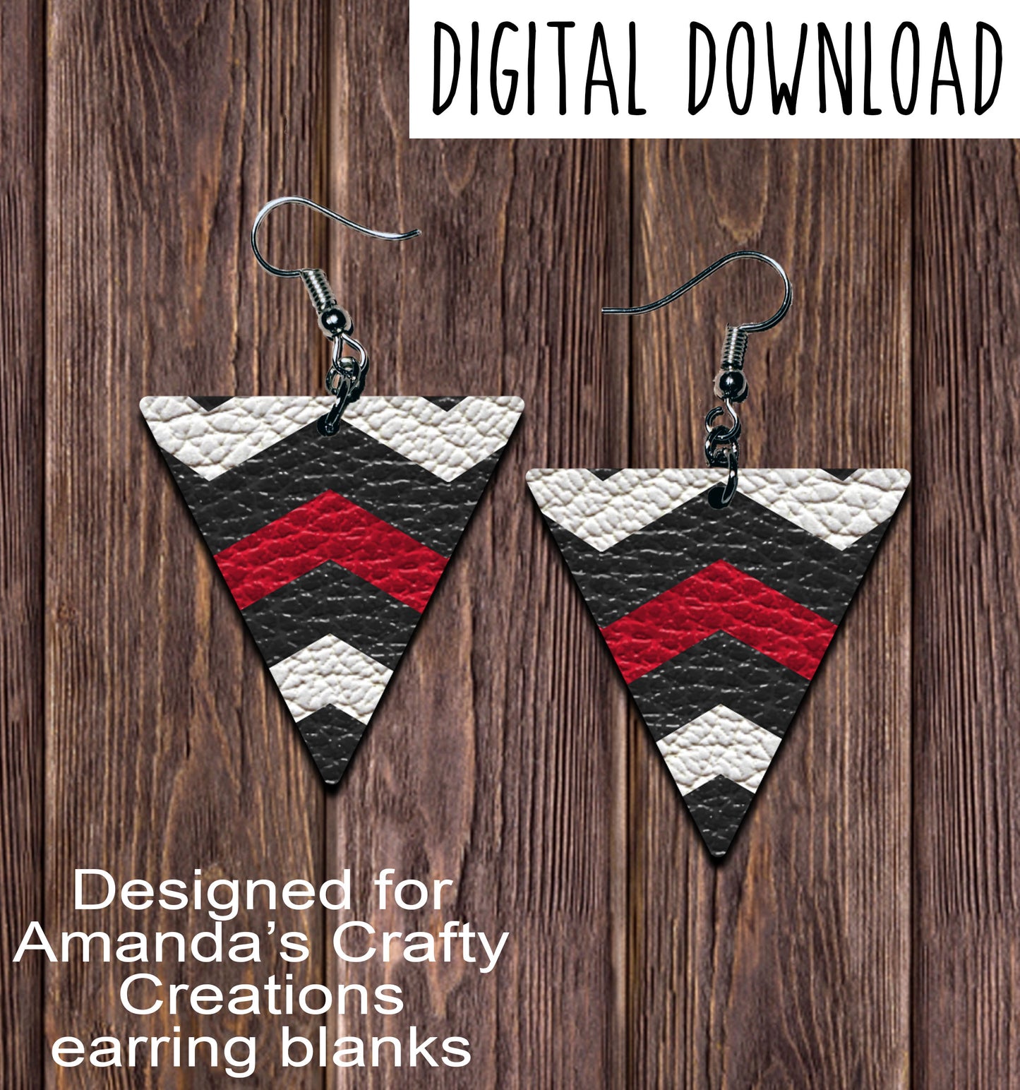 Red White Black Chevron Isosceles Triangle Earring Sublimation Design, Hand drawn Isosceles Triangle Sublimation earring design, digital download, JPG, PNG