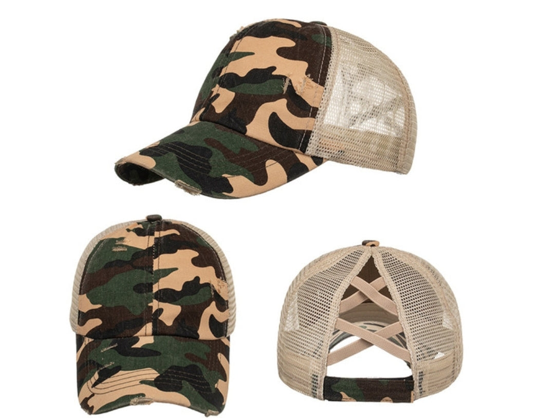 RTS Criss Cross Ponytail Vintage HATS, distressed vintage mesh trucker hats