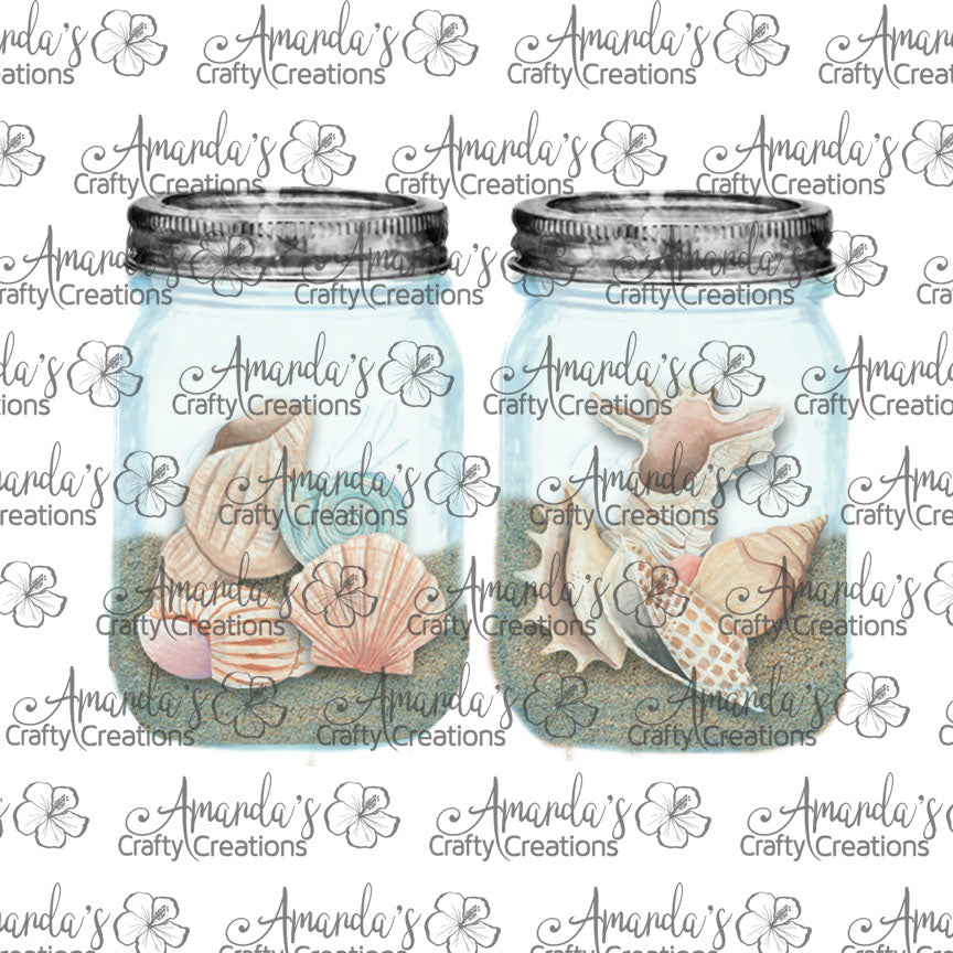 Seashell Blue Mason Jar 2 Earring Sublimation Design, Hand drawn Mason Jar Sublimation earring design, digital download, JPG, PNG