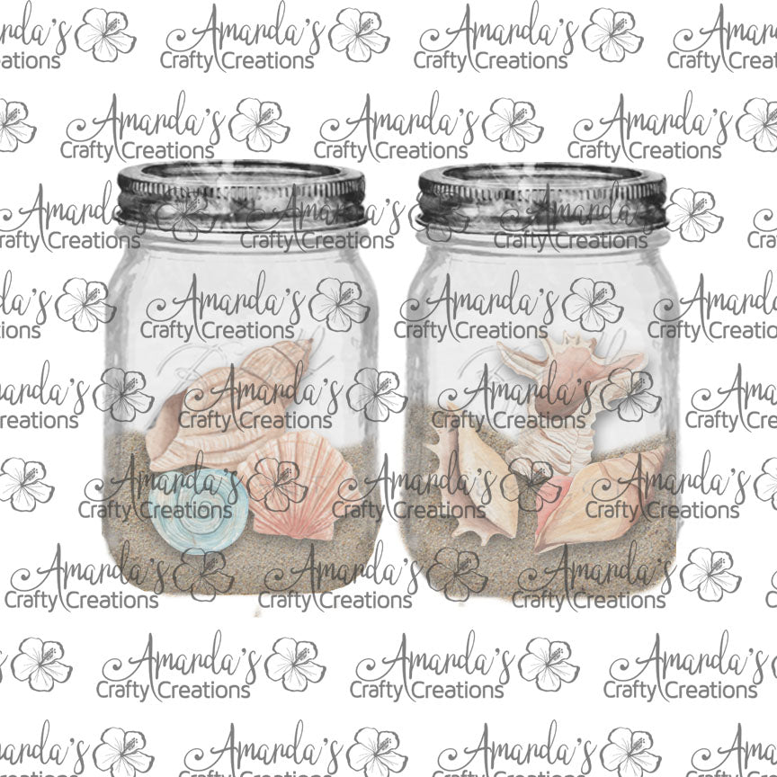 Seashell Mason Jar 2 Earring Sublimation Design, Hand drawn Mason Jar Sublimation earring design, digital download, JPG, PNG
