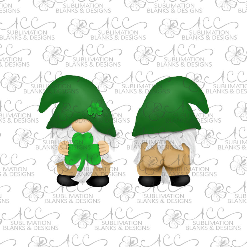 Double Sided Naked Gnome with Shamrock Sublimation Design, St Patty's Day naked gnome design, Hand drawn Gnome Sublimation earring design, digital download, JPG, PNG