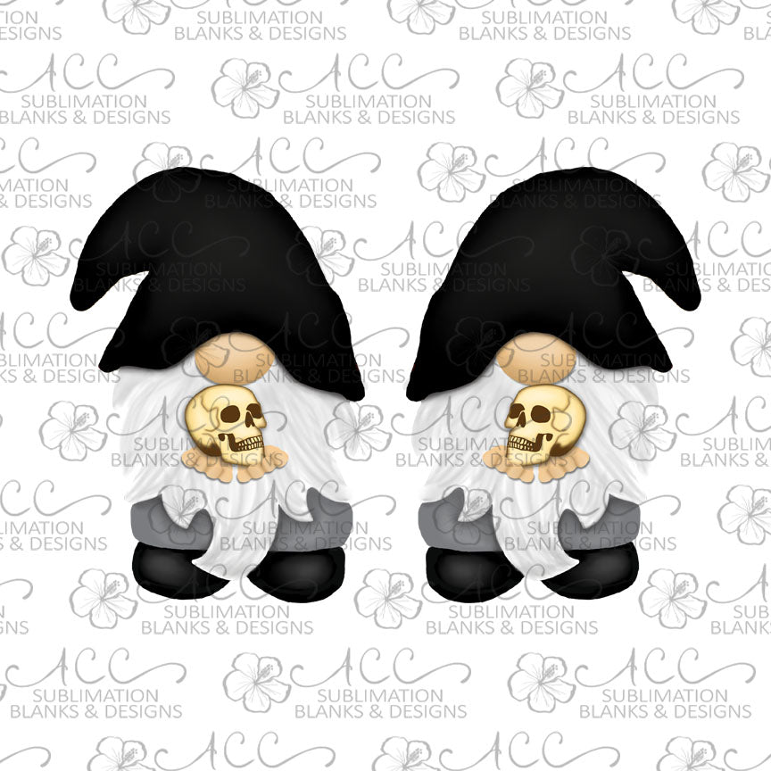 Skull Gnome with Black Hat Earring Sublimation Design, Hand drawn Gnome Sublimation earring design, digital download, JPG, PNG