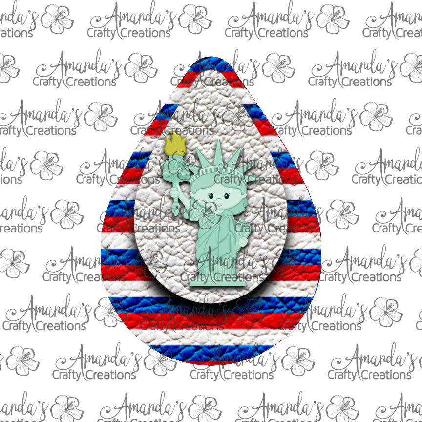 Statue of Liberty Teardrop Earring Sublimation Design, Hand drawn Teardrop Sublimation earring design, digital download, JPG, PNG