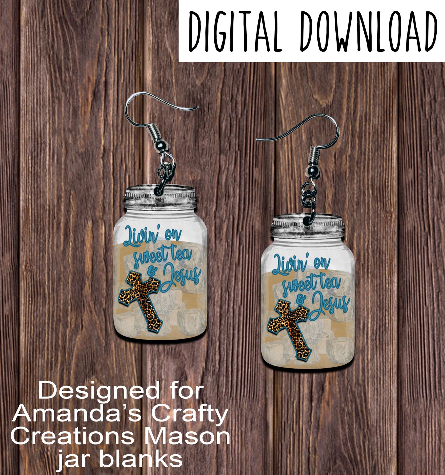 Sweet Tea and Jesus Mason Jar Earring Sublimation Design, Hand drawn Mason Jar Sublimation earring design, digital download, JPG, PNG