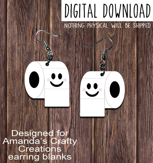 Toilet Paper Earring Sublimation Design, Hand drawn Toilet Paper Sublimation earring design, digital download, JPG, PNG