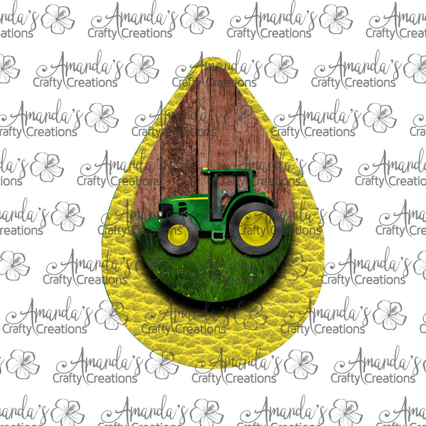 Tractor Yellow Teardrop Earring Sublimation Design, Hand drawn Teardrop Sublimation earring design, digital download, JPG, PNG