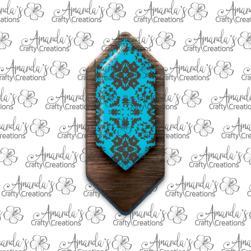 Turquoise Bronze Cascade Sublimation Earring Sublimation Design, Hand drawn Cascade Sublimation earring design, digital download, JPG, PNG