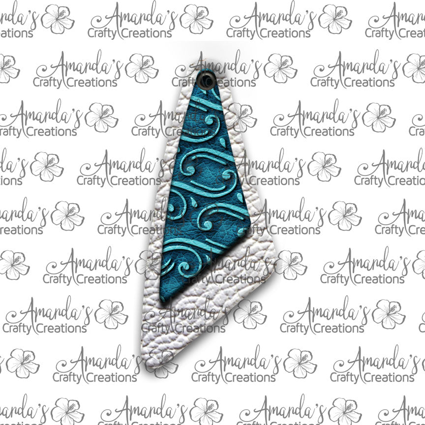 Turquoise White Grommet Elongated Triangle Earring Sublimation Design, Hand drawn Elongated Triangle Sublimation earring design, digital download, JPG, PNG