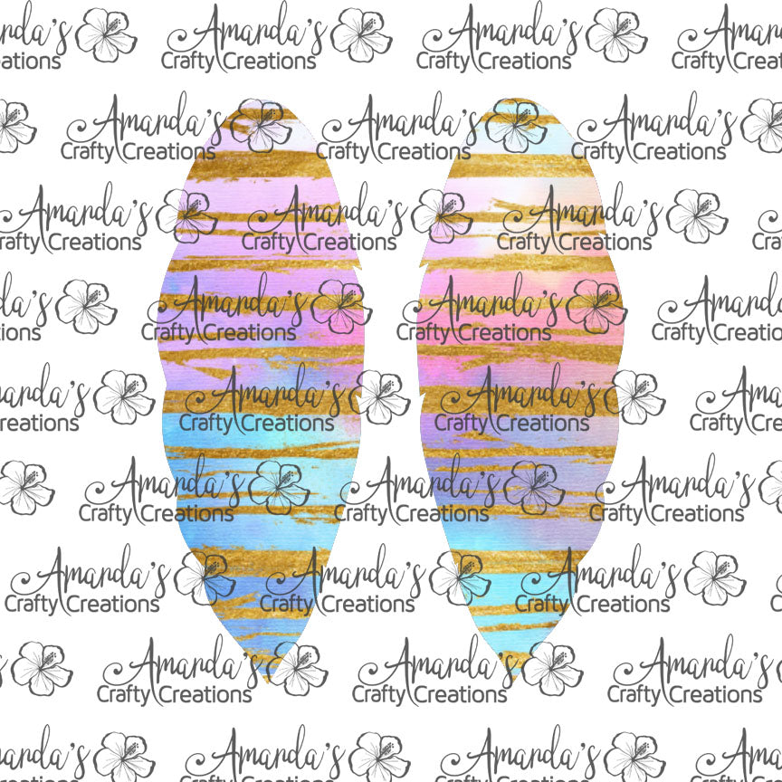 Watercolor Gold Stripe Feather Earring Sublimation Design, Hand drawn Feather Sublimation earring design, digital download, JPG, PNG