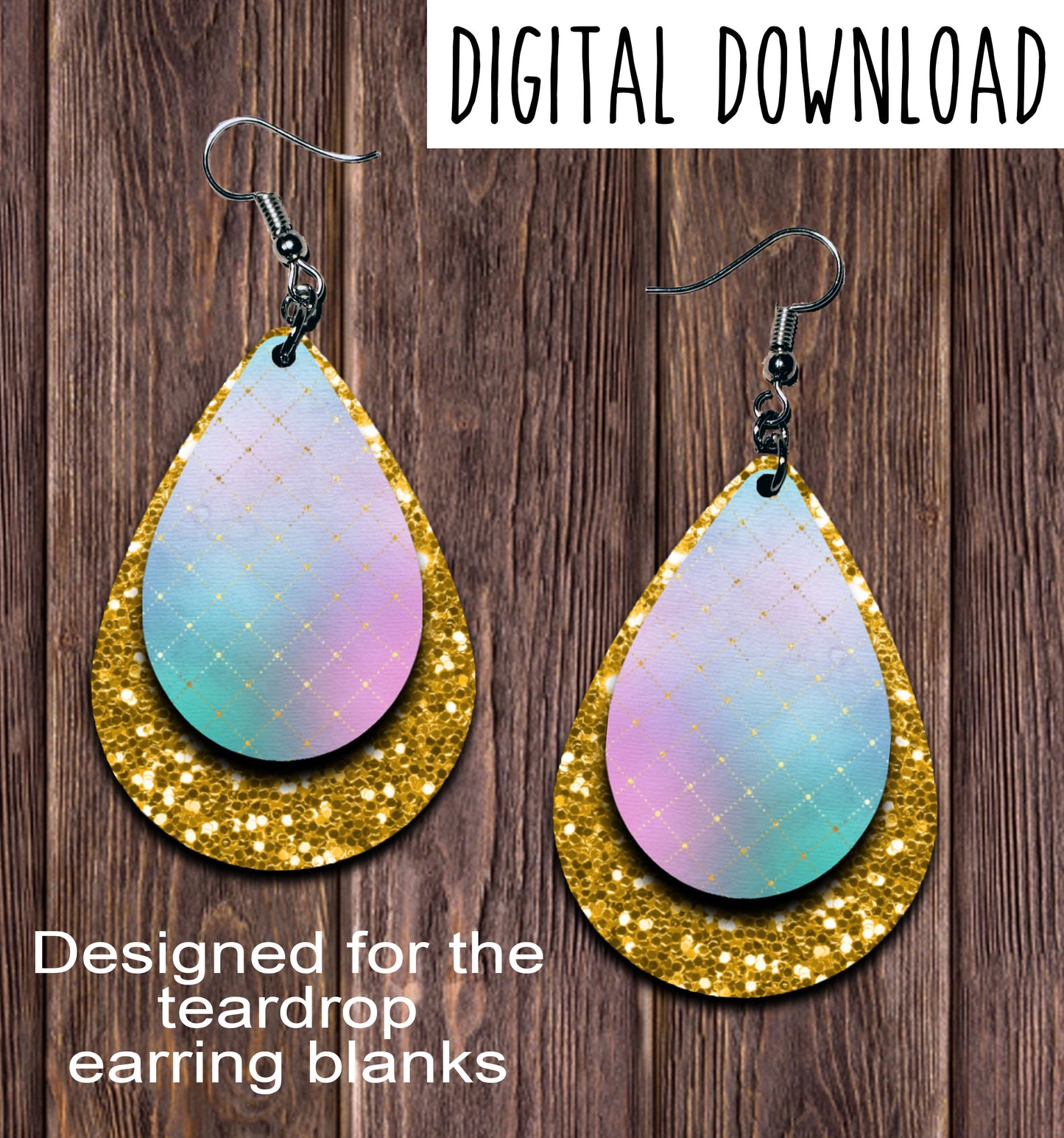 Watercolor Gold Chunk Teardrop Earring Sublimation Design, Hand drawn Teardrop Sublimation earring design, digital download, JPG, PNG