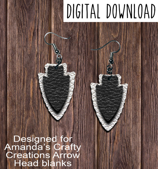 Black White Arrowhead Sublimation Earring Sublimation Design, Hand drawn Arrowhead Sublimation earring design, digital download, JPG, PNG