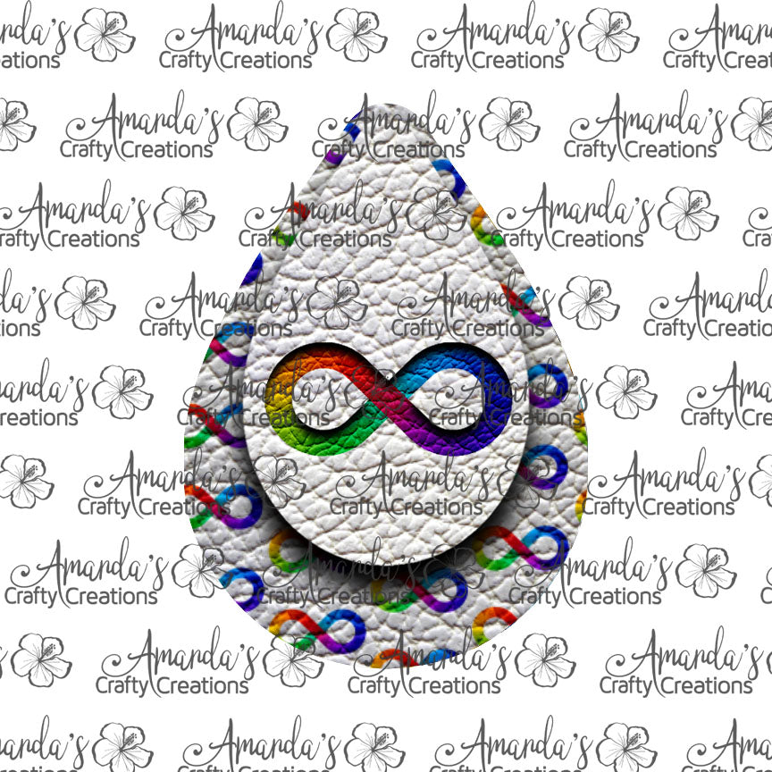 White Infinity Rainbow Cut Out Teardrop Earring Sublimation Design, Hand drawn Teardrop Sublimation earring design, digital download, JPG, PNG
