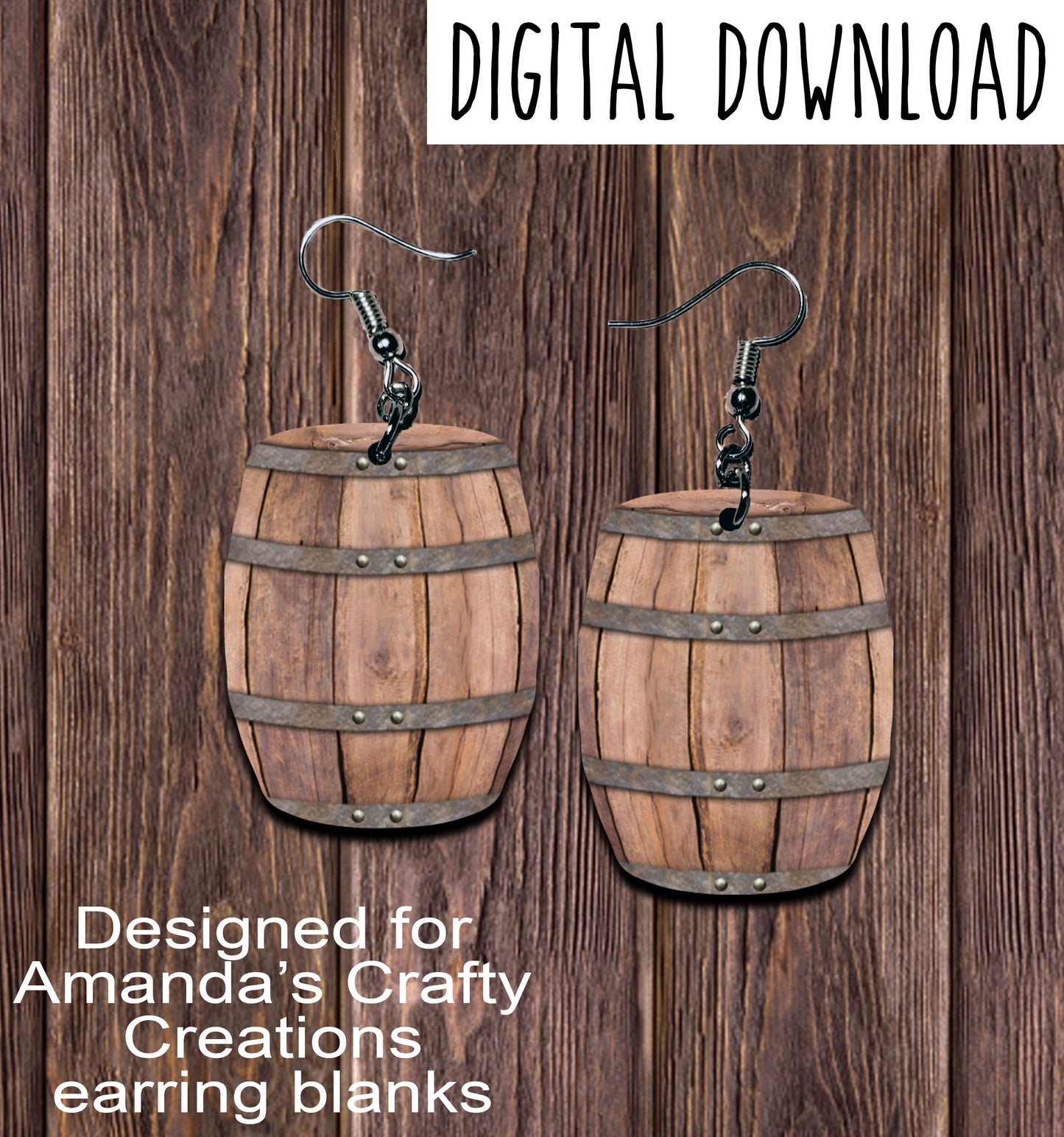 Light Wood Barrel Sublimation Earring Sublimation Design, Hand drawn Barrel Sublimation earring design, digital download, JPG, PNG
