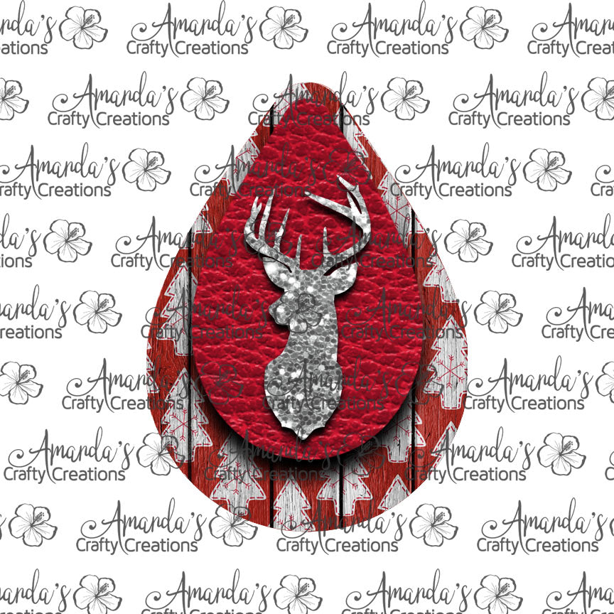 Xmas Deer Teardrop Earring Sublimation Design, Hand drawn Teardrop Sublimation earring design, digital download, JPG, PNG