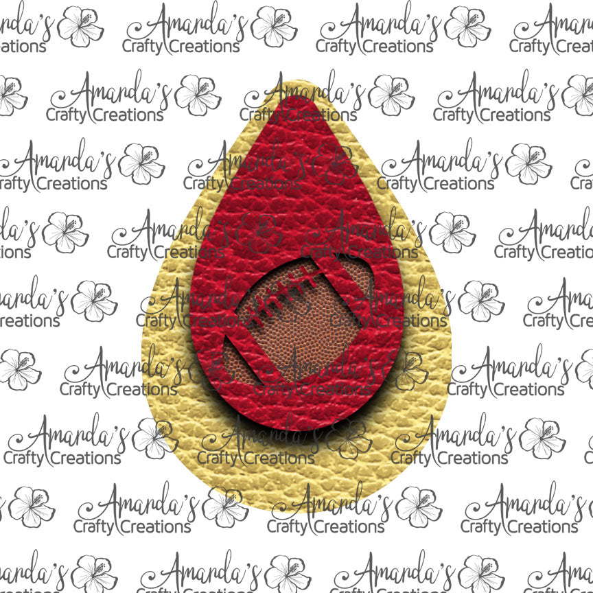 Yellow Red Football Cut Out Teardrop Earring Sublimation Design, Hand drawn Teardrop Sublimation earring design, digital download, JPG, PNG