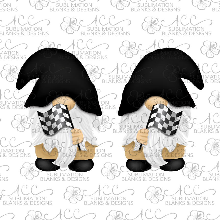 Checkered Flag Gnome with Black Hat Earring Sublimation Design, Hand drawn Gnome Sublimation earring design, digital download, JPG, PNG