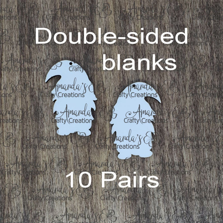 Sublimation hardboard blanks, gnome earring sublimation blanks, DOUBLE-sided gnome earring shape blanks for sublimation