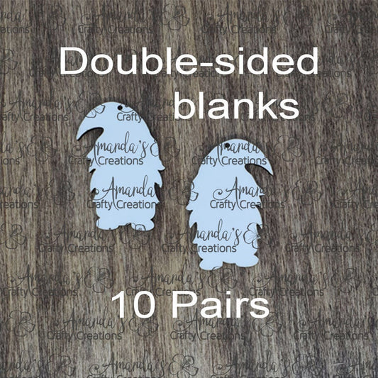 Sublimation hardboard blanks, gnome earring sublimation blanks, DOUBLE-sided gnome earring shape blanks for sublimation
