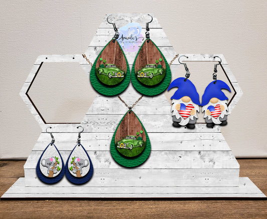2-Piece Sublimation Hardboard Blanks for Jewelry and Earring Display - Customizable Stand
