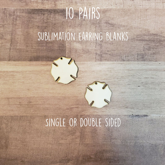 Sublimation hardboard blanks, 1.25"  Maltese cross shaped sublimation blanks, SINGLE or DOUBLE-sided maltese earring blanks for sublimation