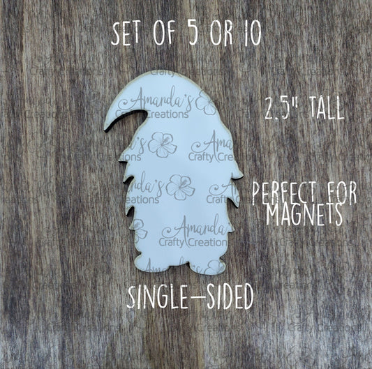 Set of 5 or 10 Sublimation gnome shaped hardboard blanks, 2.5" Gnome shaped sublimation hardboard blank, Gnome magnet sublimation blank
